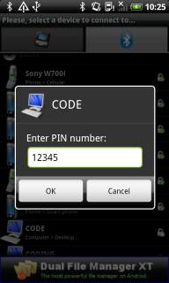 Pairing dialog