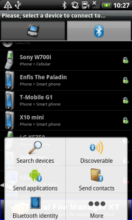 BT menu