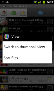 VIEW sub-menu