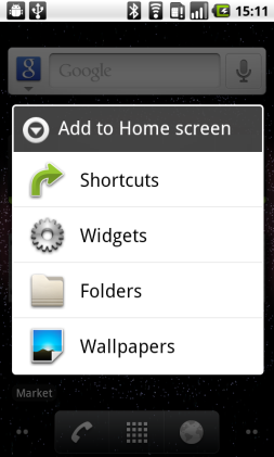 Add to Home screen dialog appear: select Folders