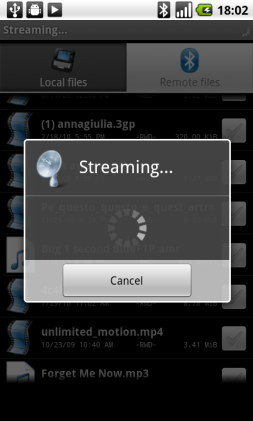 5. Our program tells that a file is currently streaming: you can cancel it anytime